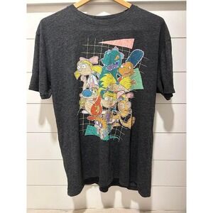 Nickelodeon Mens Large Heather Charcoal 90s Nicktoons Graphic T-Shirt Rugrats